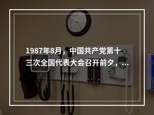 1987年8月，中国共产党第十三次全国代表大会召开前夕，邓小