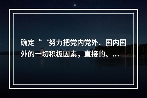 确定“‘努力把党内党外、国内国外的一切积极因素，直接的、间接
