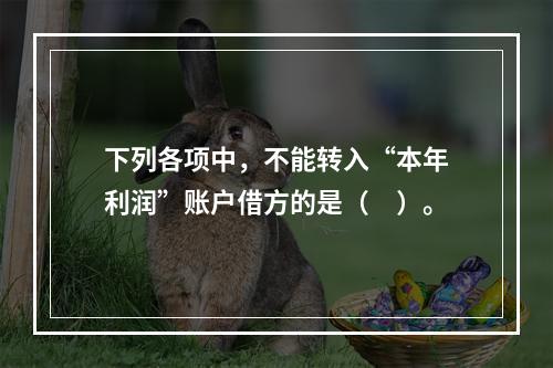 下列各项中，不能转入“本年利润”账户借方的是（　）。