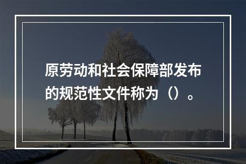 原劳动和社会保障部发布的规范性文件称为（）。