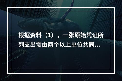 根据资料（1），一张原始凭证所列支出需由两个以上单位共同负担