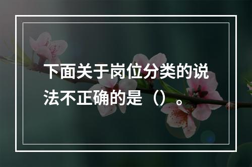 下面关于岗位分类的说法不正确的是（）。