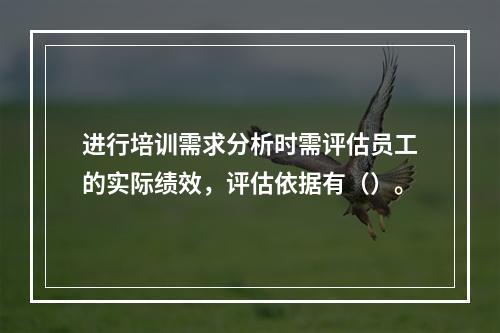 进行培训需求分析时需评估员工的实际绩效，评估依据有（）。