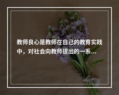 教师良心是教师在自己的教育实践中，对社会向教师提出的一系列道