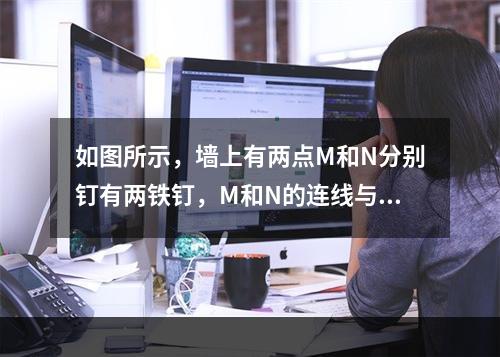 如图所示，墙上有两点M和N分别钉有两铁钉，M和N的连线与水平