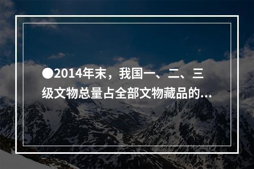 ●2014年末，我国一、二、三级文物总量占全部文物藏品的比重