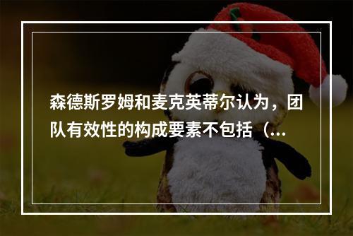 森德斯罗姆和麦克英蒂尔认为，团队有效性的构成要素不包括（）。