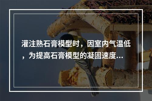 灌注熟石膏模型时，因室内气温低，为提高石膏模型的凝固速度，