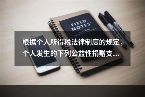 根据个人所得税法律制度的规定，个人发生的下列公益性捐赠支出中