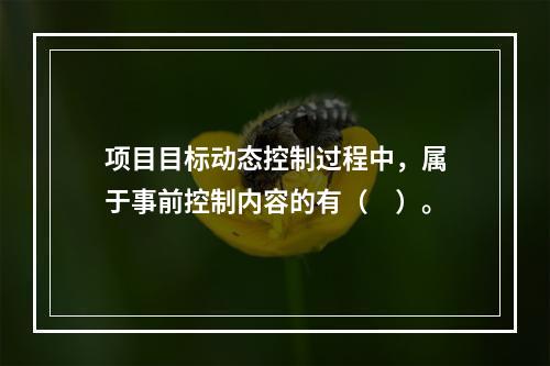 项目目标动态控制过程中，属于事前控制内容的有（　）。