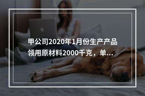 甲公司2020年1月份生产产品领用原材料2000千克，单位成