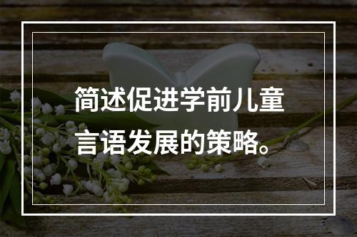 简述促进学前儿童言语发展的策略。