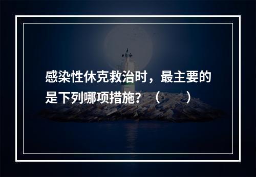 感染性休克救治时，最主要的是下列哪项措施？（　　）