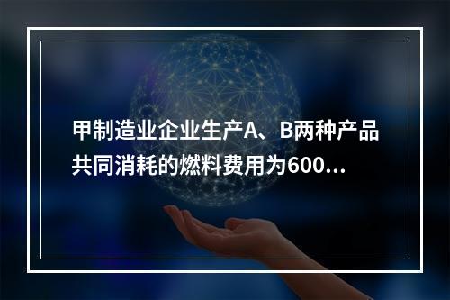 甲制造业企业生产A、B两种产品共同消耗的燃料费用为6000元