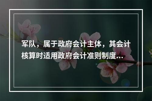 军队，属于政府会计主体，其会计核算时适用政府会计准则制度。（