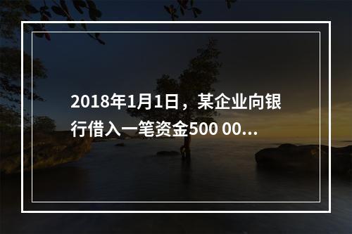 2018年1月1日，某企业向银行借入一笔资金500 000元