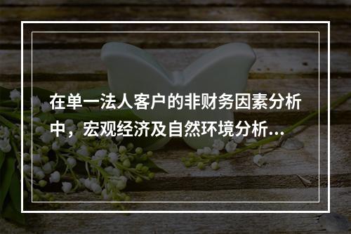 在单一法人客户的非财务因素分析中，宏观经济及自然环境分析应关