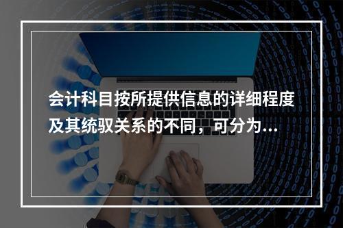 会计科目按所提供信息的详细程度及其统驭关系的不同，可分为（