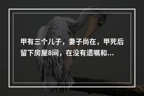 甲有三个儿子，妻子尚在，甲死后留下房屋8间，在没有遗嘱和其他