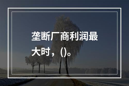 垄断厂商利润最大时，()。