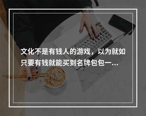 文化不是有钱人的游戏，以为就如只要有钱就能买到名牌包包一样，