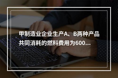 甲制造业企业生产A、B两种产品共同消耗的燃料费用为6000元