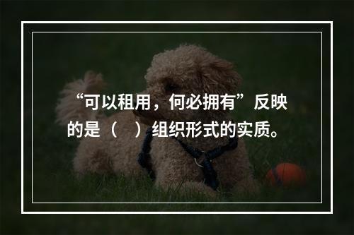 “可以租用，何必拥有”反映的是（　）组织形式的实质。