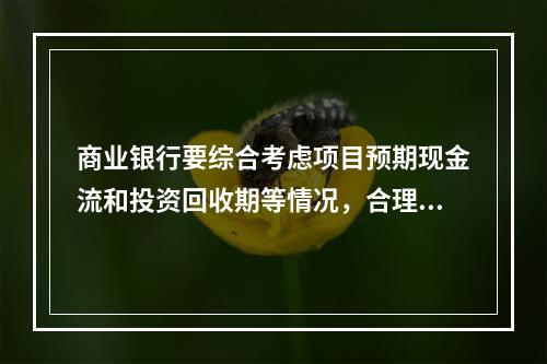 商业银行要综合考虑项目预期现金流和投资回收期等情况，合理确定