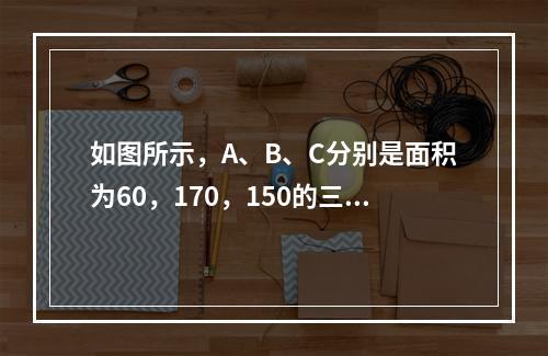 如图所示，A、B、C分别是面积为60，170，150的三张不