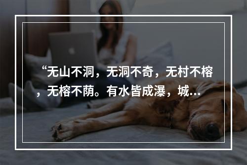 “无山不洞，无洞不奇，无村不榕，无榕不荫。有水皆成瀑，城有石