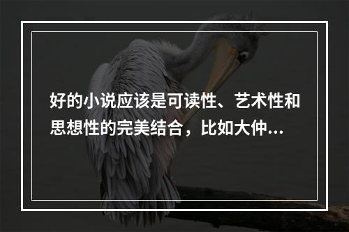 好的小说应该是可读性、艺术性和思想性的完美结合，比如大仲马的