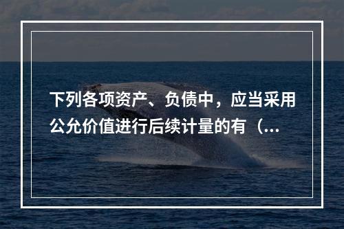 下列各项资产、负债中，应当采用公允价值进行后续计量的有（）。