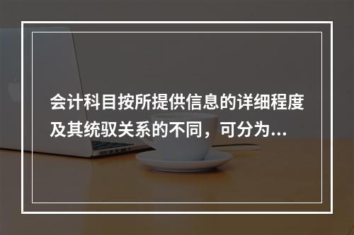 会计科目按所提供信息的详细程度及其统驭关系的不同，可分为（