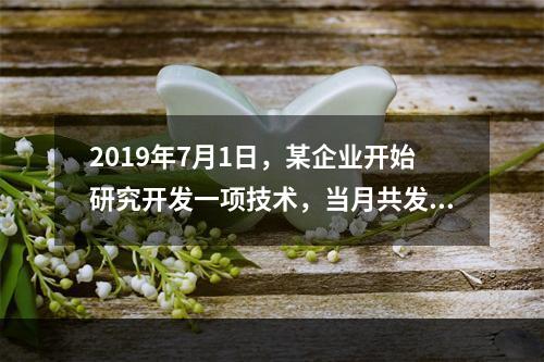 2019年7月1日，某企业开始研究开发一项技术，当月共发生研