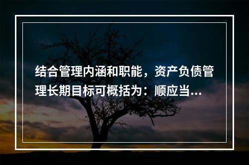 结合管理内涵和职能，资产负债管理长期目标可概括为：顺应当前经