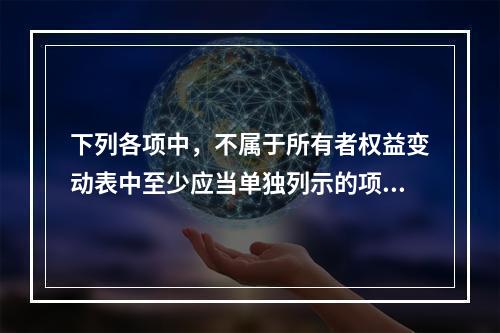 下列各项中，不属于所有者权益变动表中至少应当单独列示的项目是