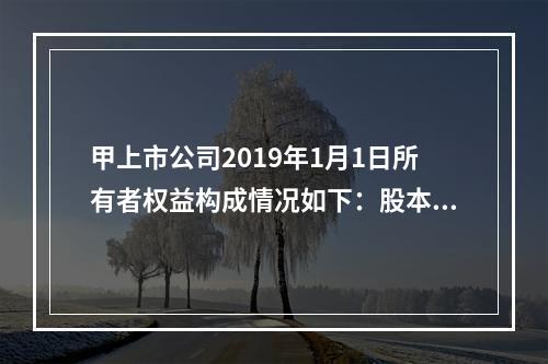 甲上市公司2019年1月1日所有者权益构成情况如下：股本15