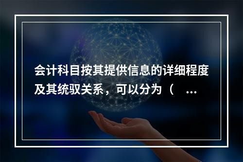 会计科目按其提供信息的详细程度及其统驭关系，可以分为（　　）