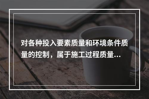 对各种投入要素质量和环境条件质量的控制，属于施工过程质量控制