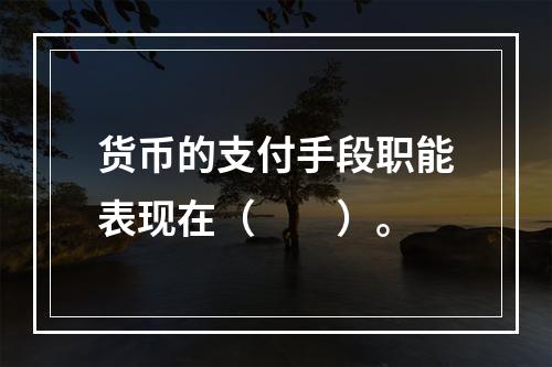 货币的支付手段职能表现在（　　）。