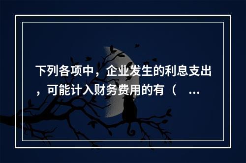 下列各项中，企业发生的利息支出，可能计入财务费用的有（　）。