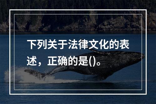 下列关于法律文化的表述，正确的是()。