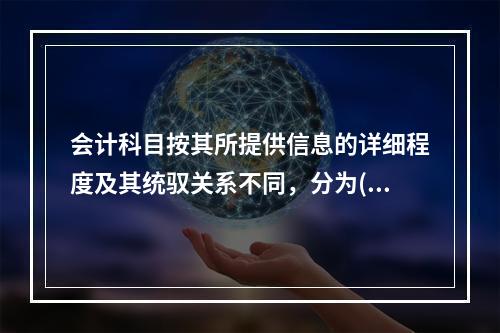 会计科目按其所提供信息的详细程度及其统驭关系不同，分为()和