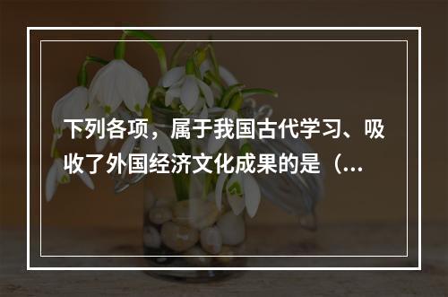 下列各项，属于我国古代学习、吸收了外国经济文化成果的是（）。