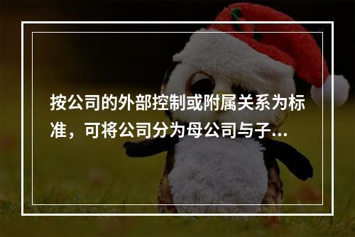 按公司的外部控制或附属关系为标准，可将公司分为母公司与子公司