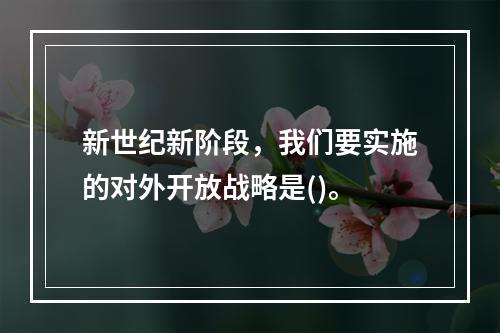 新世纪新阶段，我们要实施的对外开放战略是()。