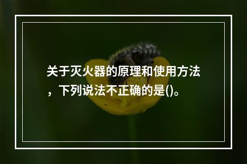 关于灭火器的原理和使用方法，下列说法不正确的是()。