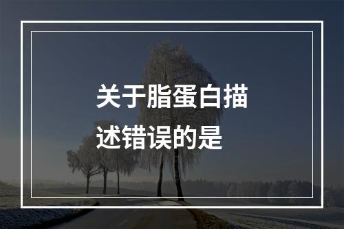 关于脂蛋白描述错误的是