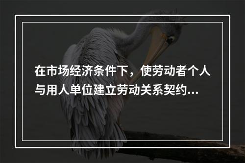 在市场经济条件下，使劳动者个人与用人单位建立劳动关系契约，调