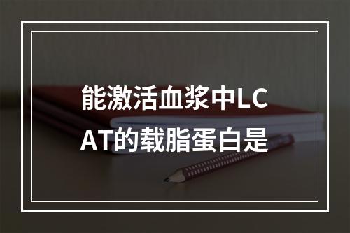 能激活血浆中LCAT的载脂蛋白是